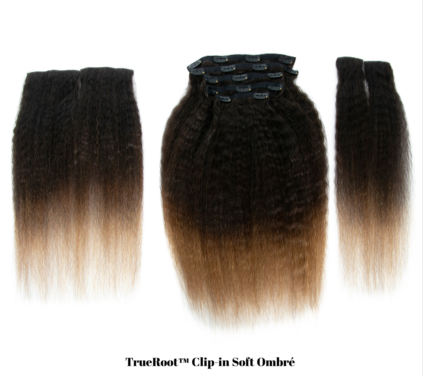 Upgrade from competitor's Follicle Fusion™ Clip-ins to our Patented InVisiRoot® Clip-ins. Experience True Undetectable Results: This is Jada Cambodian Kinky Straight texture InVisiRoot® Clip-ins