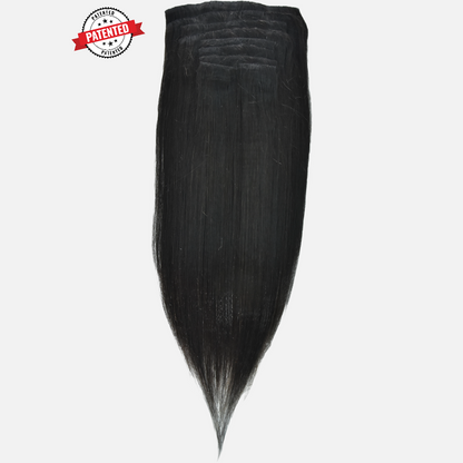 Upgrade from competitor's Follicle Fusion™ Clip-ins to our Patented InVisiRoot® Clip-ins. Experience True Undetectable Results: This is Jazzmine Cambodian Silky Straight texture InVisiRoot® Clip-ins