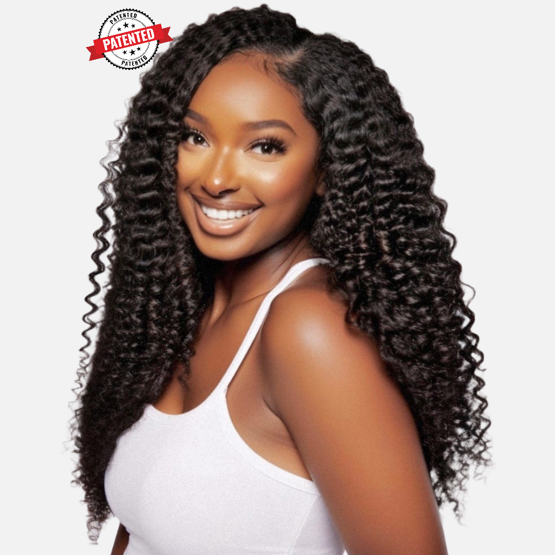 Upgrade from competitor's Follicle Fusion™ Clip-ins to our Patented InVisiRoot® Clip-ins. Experience True Undetectable Results: This is Kayla 3C Burmese Loose Kinky Curly texture  InVisiRoot® Clip-ins