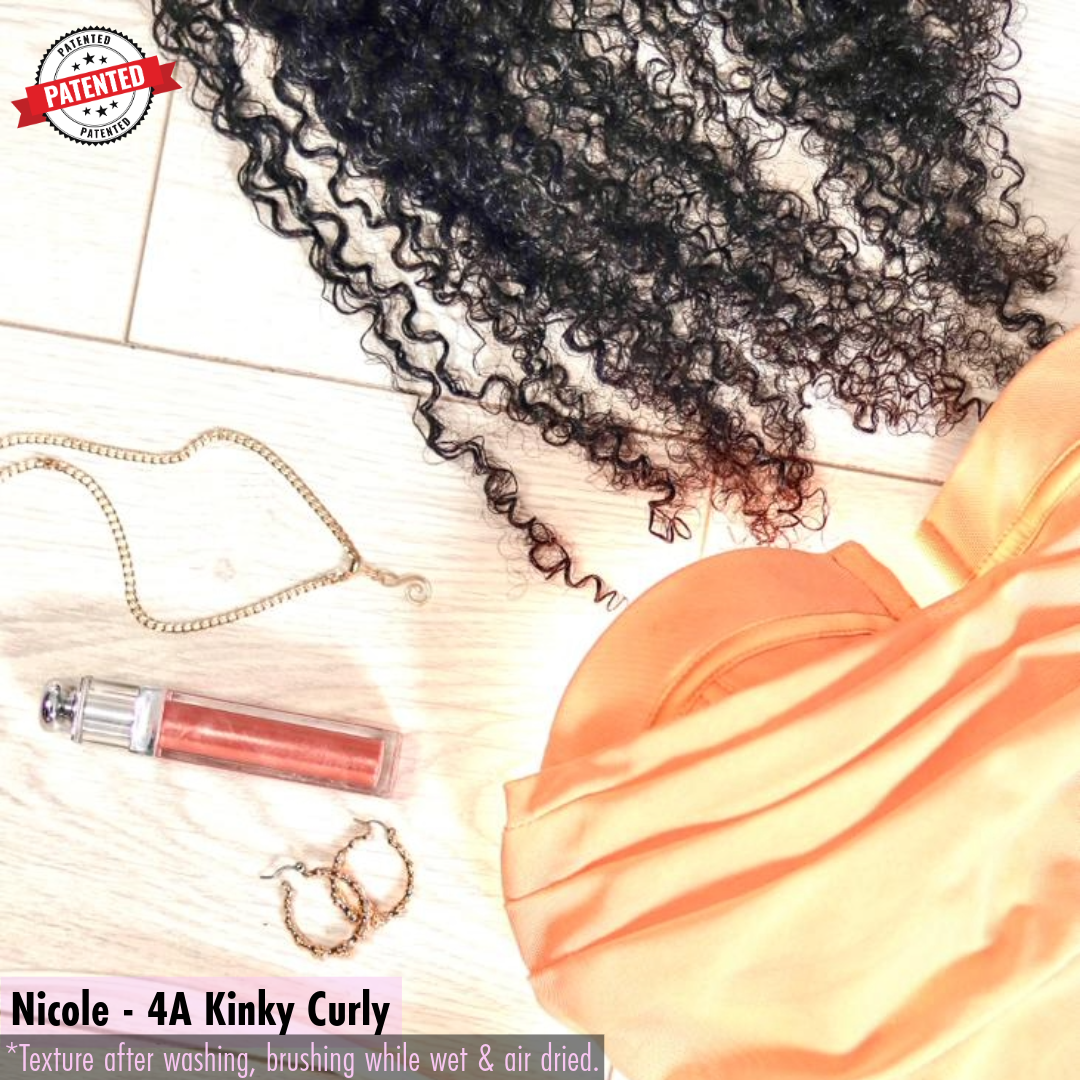 Nicole - 4a - Virgin Burmese  Hair - Kinky Curly - InVisiRoot® Thin-Part™️Wig