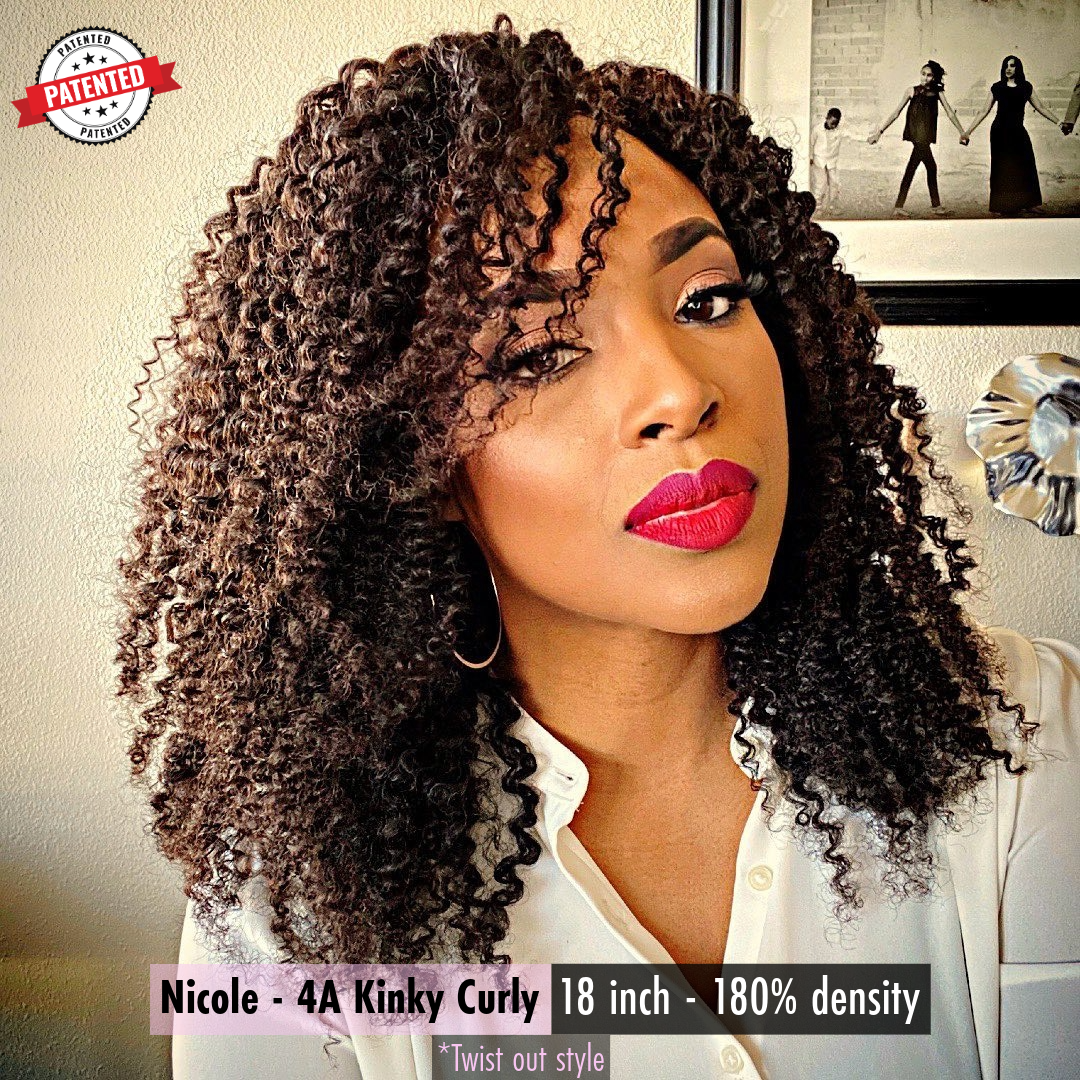 Nicole - 4a - Virgin Burmese  Hair - Kinky Curly - InVisiRoot® Thin-Part™️Wig